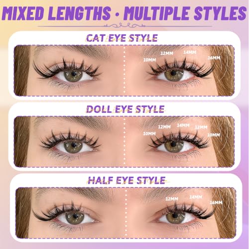 Fyonas Flick Kit Manga Lash Clusters - Natural Cat Eye Lash Extensions with Spikes