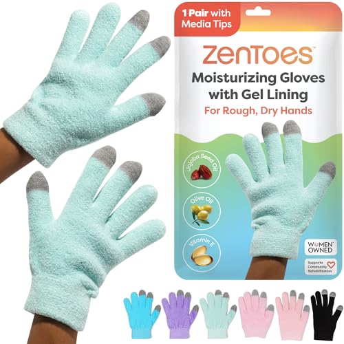 ZenToes Overnight Gel Moisturizing Gloves for Dry Hands - Touchscreen