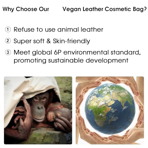 Wandering Nature Vegan Leather Makeup Bag with Brush Organizer