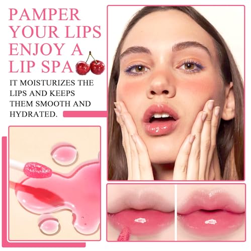 Hydrating Plumping Lip Oil Gloss - Moisturizing Tinted Lip Stain (2pc)