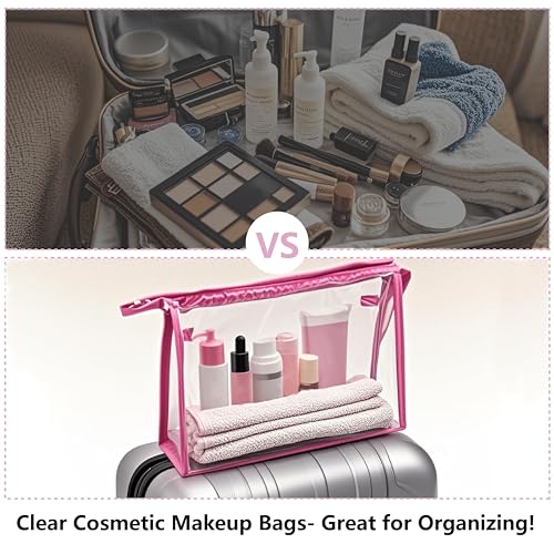 18 Pcs Portable Clear Makeup Bags with Handle, Transparent Waterproof Toiletry Bag, Travel PVC Cosmetic Bags Pouch, Pencil Cases, Stationary Organizer