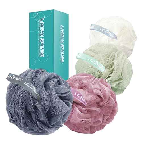 Loofah 4 Pack 75g Extra Large Loofa Set Soft Bath Sponge Thick Body Wash Puffs for Shower Flower