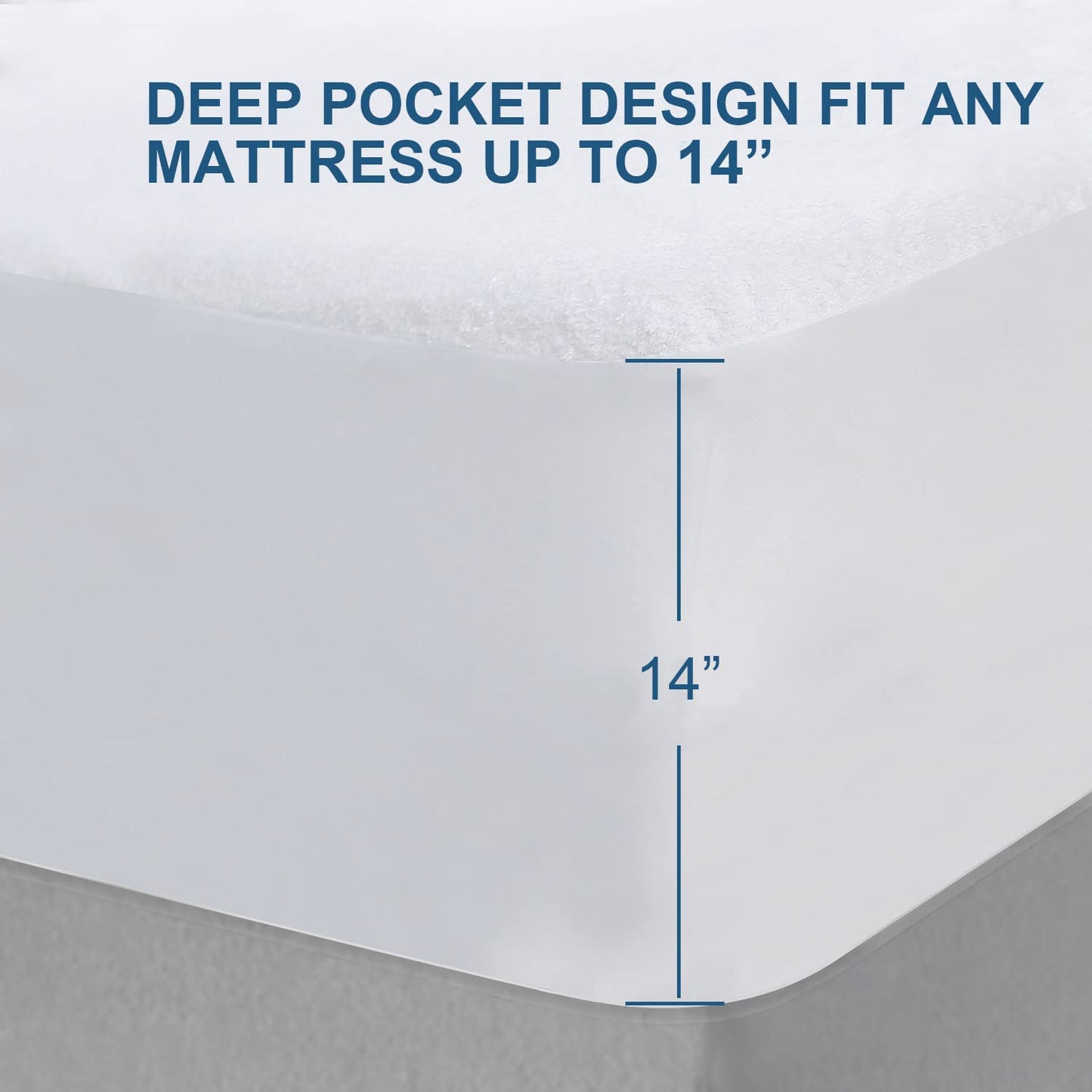 Waterproof Mattress Protector Twin Size,Mattress Cover Protector, Smooth Top Mattress Protector for Kids, Breathable Skin Friendly and Noiseless Fitted Sheet,Viscose Made from Bamboo Terry