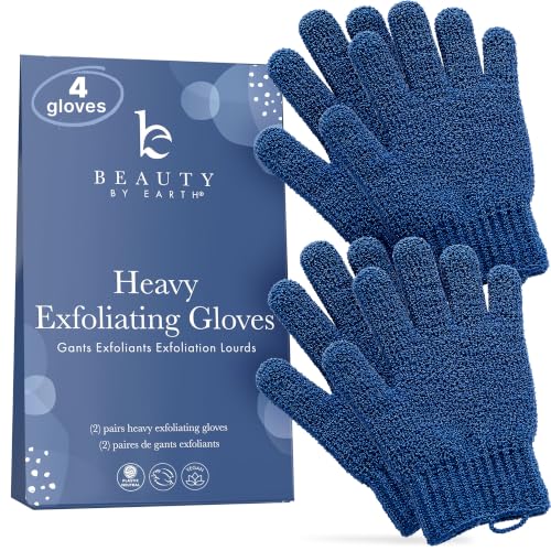 Exfoliating Gloves (4 Pack) - Remove Dead Skin & Improve Texture