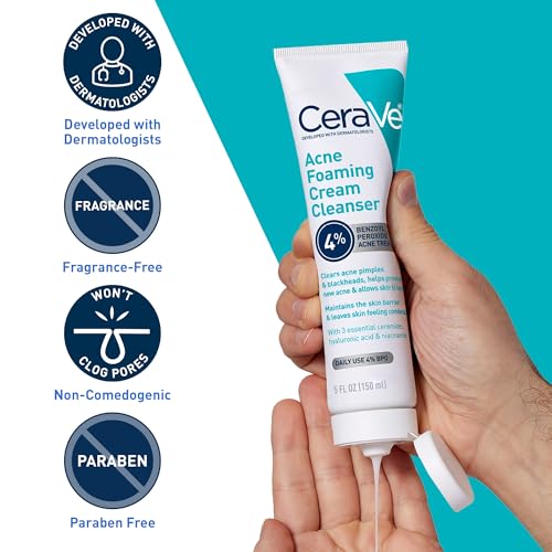 CeraVe Acne Foaming Cream Cleanser 4% Benzoyl Peroxide