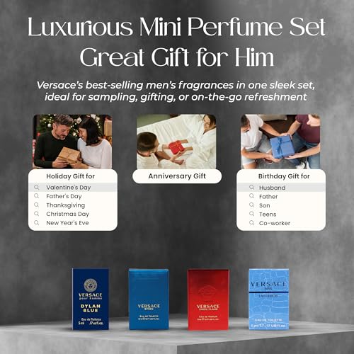 Versace 4-Piece Men's Mini Cologne Gift Set - Travel Fragrance Sampler