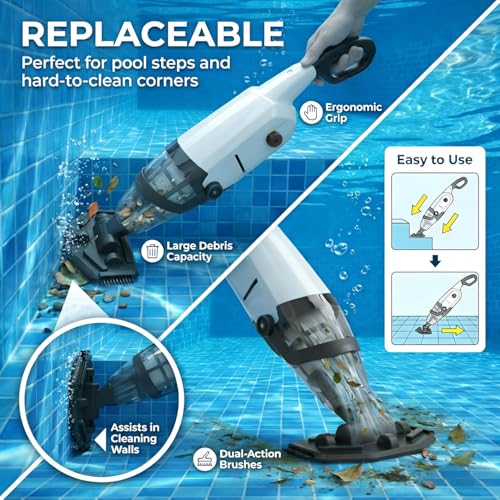 Cordless Pool Vacuum Cleaner, 15 GPM Suction, 60-Min Runtime
