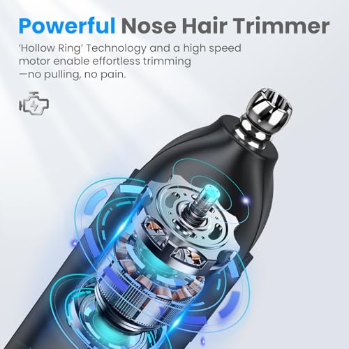 SweetLF Professional 7000 RPM Nose & Ear Hair Trimmer ? Whoe Body Washable, USB-C Charging£¬Pocket-Sized (4.7¡¿1.26inch), Stainless Steel Replaceable Blade (Light Black)