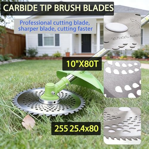 OFCOX 10" Carbide Tipped Blade 2-Pack for Brush Cutter