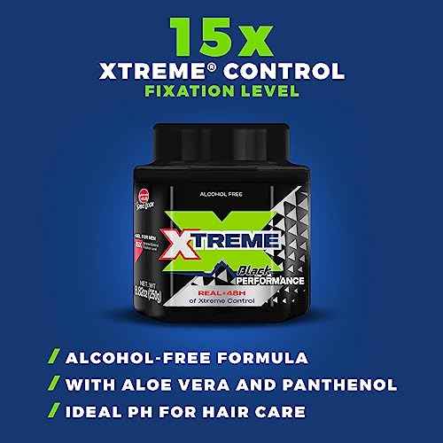 Xtreme Performance Black Styling Hair Gel with Aloe Vera, 8.82 oz Jar (Pack of 12)
