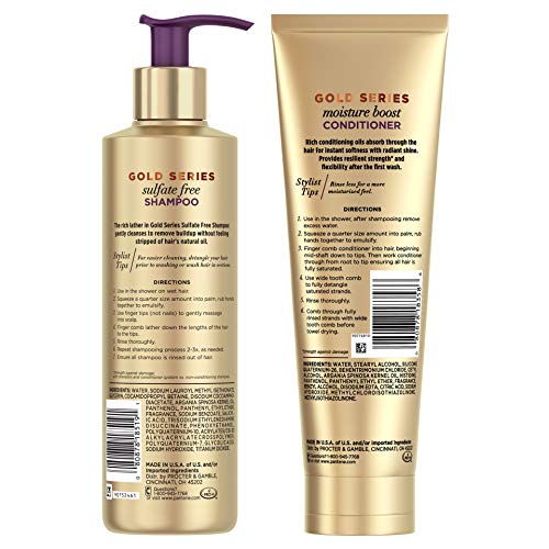 Pantene Shampoo and Sulfate Free Conditioner Kit, with Argan Oil, Pro-V Gold Series, for Natural and Curly Textured Hair, 16.9 fl oz, Kit