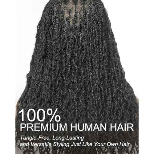 100% Human Hair Deep Wave Dreadlocks Extensions for Women/Men/Kids DIY on Clearance - 18inch Small Size 0.4cm Thin Locs - Natural Black - 30 Strands/Bundle
