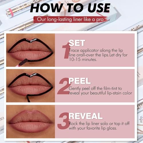 KXmzeG Matte Peel-Off Lip Stain & Lip Liner - Long Lasting Waterproof Lip Gloss
