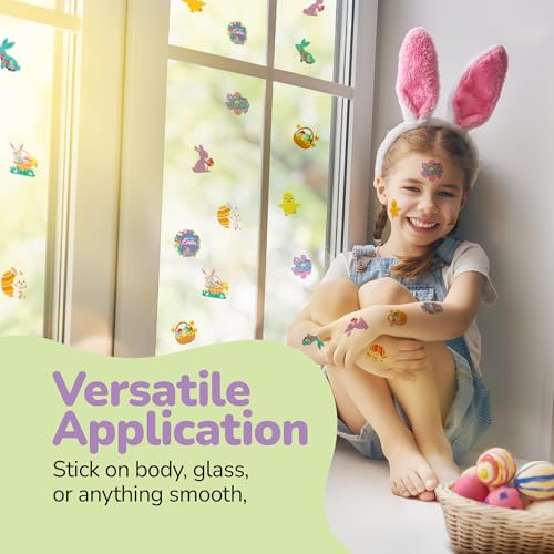 ArtCreativity 240 Pcs Easter Individual Temporary Tattoos for Kids - Pack of 240, 2 Inch Tattoos in 8 Festive Designs - Easter Basket Stuffers and Egg Fillers for Kids