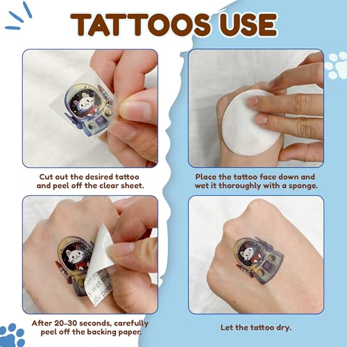 Cat Temporary Tattoos for Party Supplies, Cat Decorations, 80 PCS Space Themed Party Favors, Cute Animals Tattoos for Birthday Party Supplies Pet Lover
