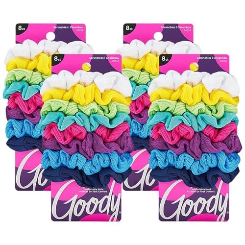 Goody Hair Scrunchies, 8 Count, Pack of 4, Jersey | Women's | Ouchless | Variety