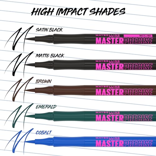 Maybelline Eyestudio Master Precise All Day Waterproof Liquid Eyeliner Makeup, Black, 1 Count (Packaging May Vary)