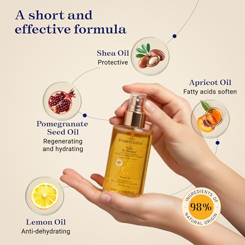 Embryolisse Body Oil, Hydrates, Protects and Beautifies Face, Body and Hair. Lightweight, Non Greasy Dry Oil for All Skin Types, 3.38 Fl Oz