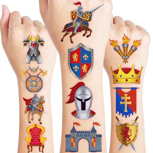 96 Piece Royal Knight Temporary Tattoos for Kids