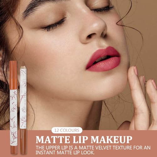 12-Color Matte Lip Liner Pencil Set - Waterproof Long Lasting
