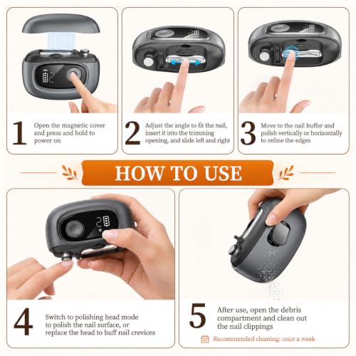 Gaguusu Electric Nail Clipper with Adjustable Width & Speed