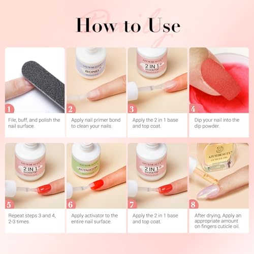 AZUREBEAUTY Dip Powder Liquid Set - 4-Piece Dipping Nail Kit (15ml)