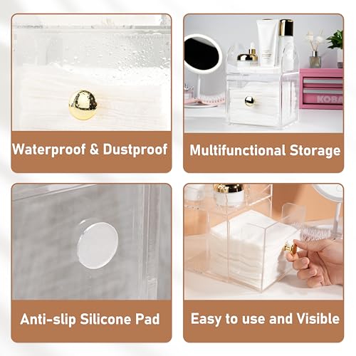 Acrylic Disposable Face Towel Storage Box Compatible with Clean Skin Club Clean Towels XL, Face Towel Holder with Drawer for Bathroom, Makeup Organizer for Vanity Table (Excluding Facial Towels)