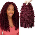 #99J Burgundy Burmese Curly Human Hair Bundles 28-32"