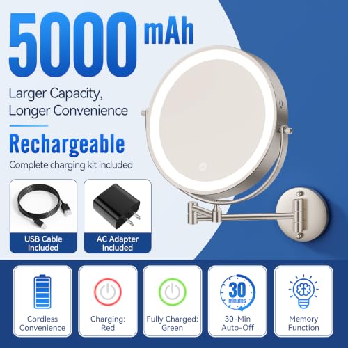 Auxmir 9" Lighted Magnifying Makeup Mirror with 1X/30X Dual Sides
