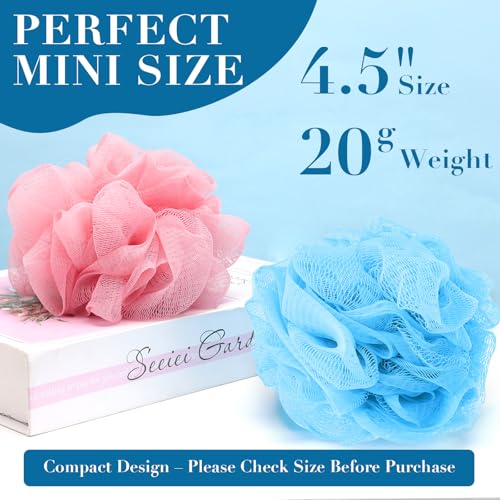 20 Pack Mini Loofah Sponge Travel Size Bath Puff, 5 Colors