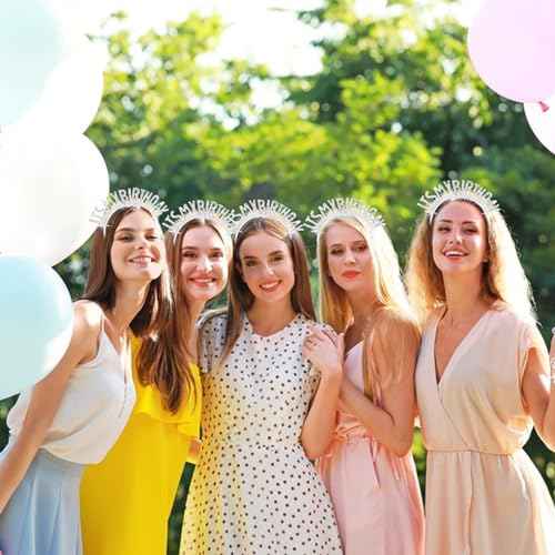 CAVETEE Birthday Crown for Women, Girls Birthday Crown, IT's MY BIRTHDAY Headband - Silver