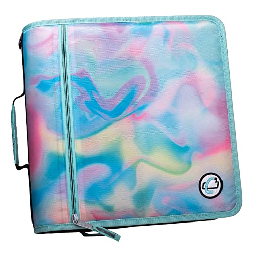 Case-it Mighty Zip Tab Zipper Binder, 3" O-Ring with 5-Color tabbes, Expanding File Folder and Shoulder Strap and Handle, D-146-Light Pink