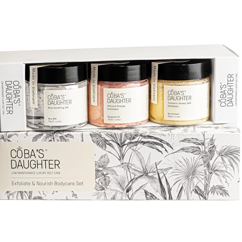 COBA'S DAUGHTER Luxury Spa Gift Set for Women | 3-Piece Mini Body Care Trio, Birthday Gift Set & Mother¡¯s Day Gift for Woman, Travel Size Self-Care Gift (Honey Turmeric, Almond Orange, Aloe Vera)
