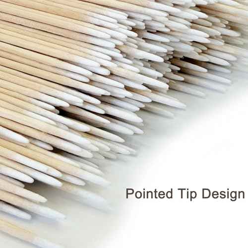 600 Pcs Pointed Cotton Swabs for Nails - 4 Inch Precision Tip Cotton Swabs with Wooden Sticks - Perfect for Nail Polish Remover, Makeup Applicators, Tattoo Permanent Supplies