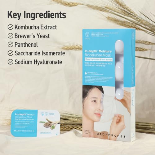 Bio-Cellulose Deep Moisture Face Mask, High-Adhesion Second Skin Sheet, Intensive Hydration & Skin Barrier Care, Korean Skincare