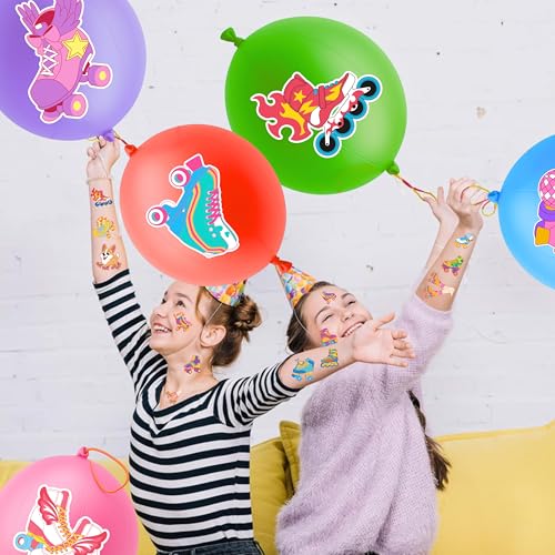 72-Piece Retro Party Favors Set - 48 Tattoos & 24 Punch Balloons