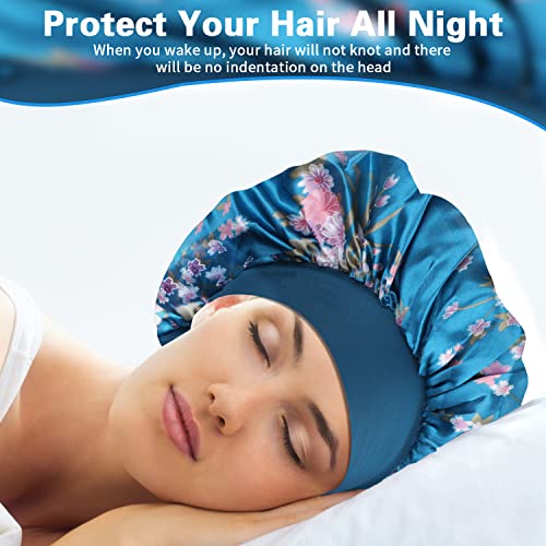 ROYBENS Satin Sleep Bonnet for Curly Hair - 4 Pack