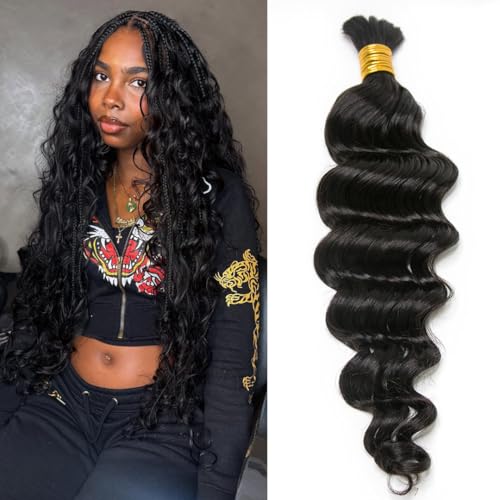 Loose Deep Wave Boho Human Hair 100G - 18 inch Bulk Braiding Hair