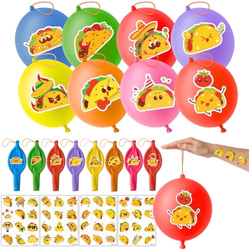 Taco Party Favors 72-Piece Set - Balloons & Tattoos