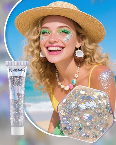6-Piece Holographic Glitter Gel Set for Face, Hair & Body