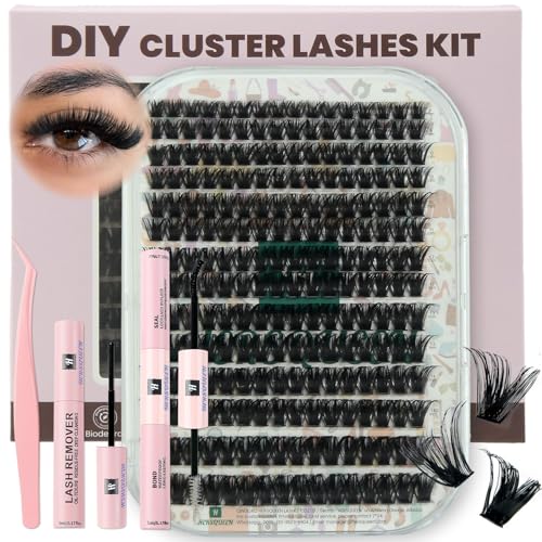Cluster Lashes Extension Kit - 100P DIY Wispy with Bond & Remover