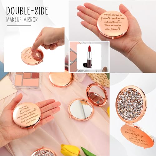 Geelin 6 Pcs Galentines Friendsgiving Gifts for Women Compact Mirror Bulk Rose Gold Pocket Mirror for Women BFF Sister Mom Wife Daughter Niece Grandma Friendship Birthday Gifts