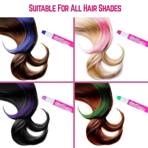 GirlZone Hair Chalks Set, 10-Piece Temporary Hair Color