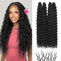 Feather Crochet Hair Deep Wave 18" Hand-Tied Extensions