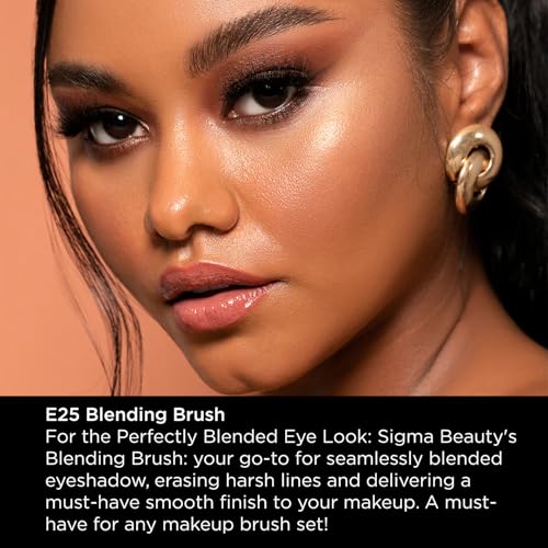 Sigma Beauty Professional E25 Eyeshadow Blending Brush ? Professional Eyeshadow Brush for Seamless Eyeshadow Blending, Softens Dramatic Edges & Harsh Lines for a Well Blended Effect (1 Brush)