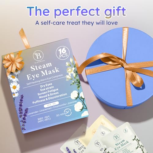 16 Pack Steam Eye Mask Variety Set Lavender Chamomile Jasmine and Unscented, Heated Eye Masks for Dry Eyes Puffiness and Relaxation, Self Heating Warm Compress for Sleep and Travel