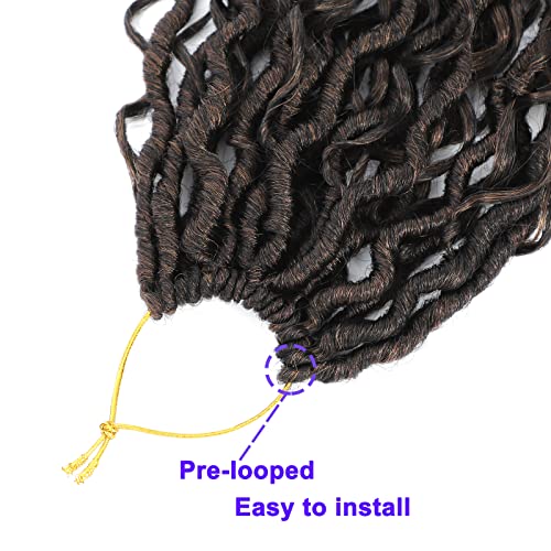 6 Packs Goddess Faux Locs Crochet Hair, Goddess Locs Crochet Hair for Black Women, Culy Boho Style Braids (22 Inch, T1B/30)