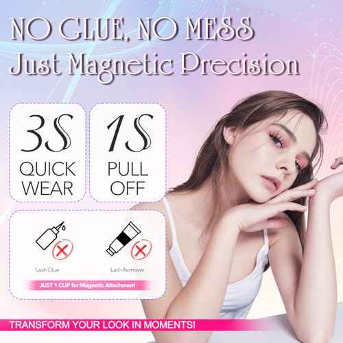 Magnetic Eyelashes With Applicator, Natural-looking, No Adhesive, No Eyeliner, Soft Comfortable Magnetic Lashes, Easy to Wear, Reusable (1Pair Eyelashes)
