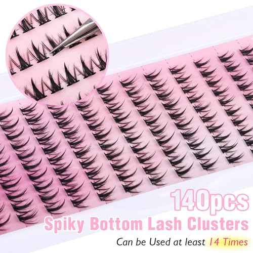 Bottom Lashes Clusters 5-7mm DIY Eyelash Extension Spiky Lower Individual Lashes Wispy Bottom Lash Clusters Natural Look (140pcs)