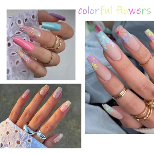 5D Embossed Flower Nail Stickers Set - 4 Sheets Floral Decals & Tweezers